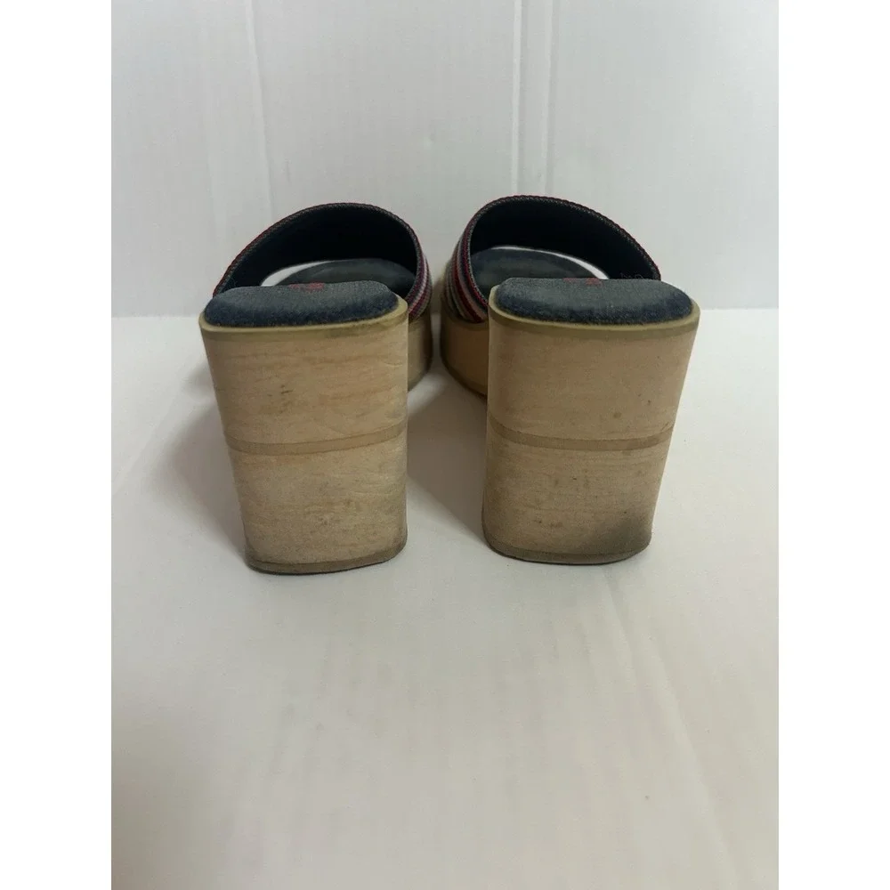 2000s NoBo Rainbow Striped Wedge Sandals Y2K Summer Beach Boho Festival